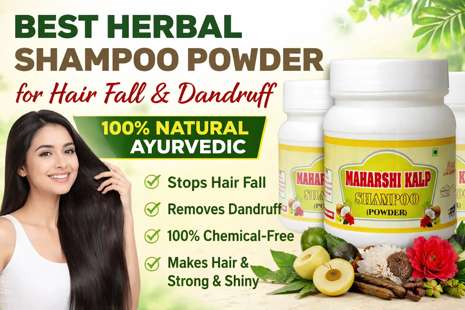 Read more about the article Best Herbal Shampoo Powder for Hair Fall and Dandruff – 100% Natural Ayurvedic Solution